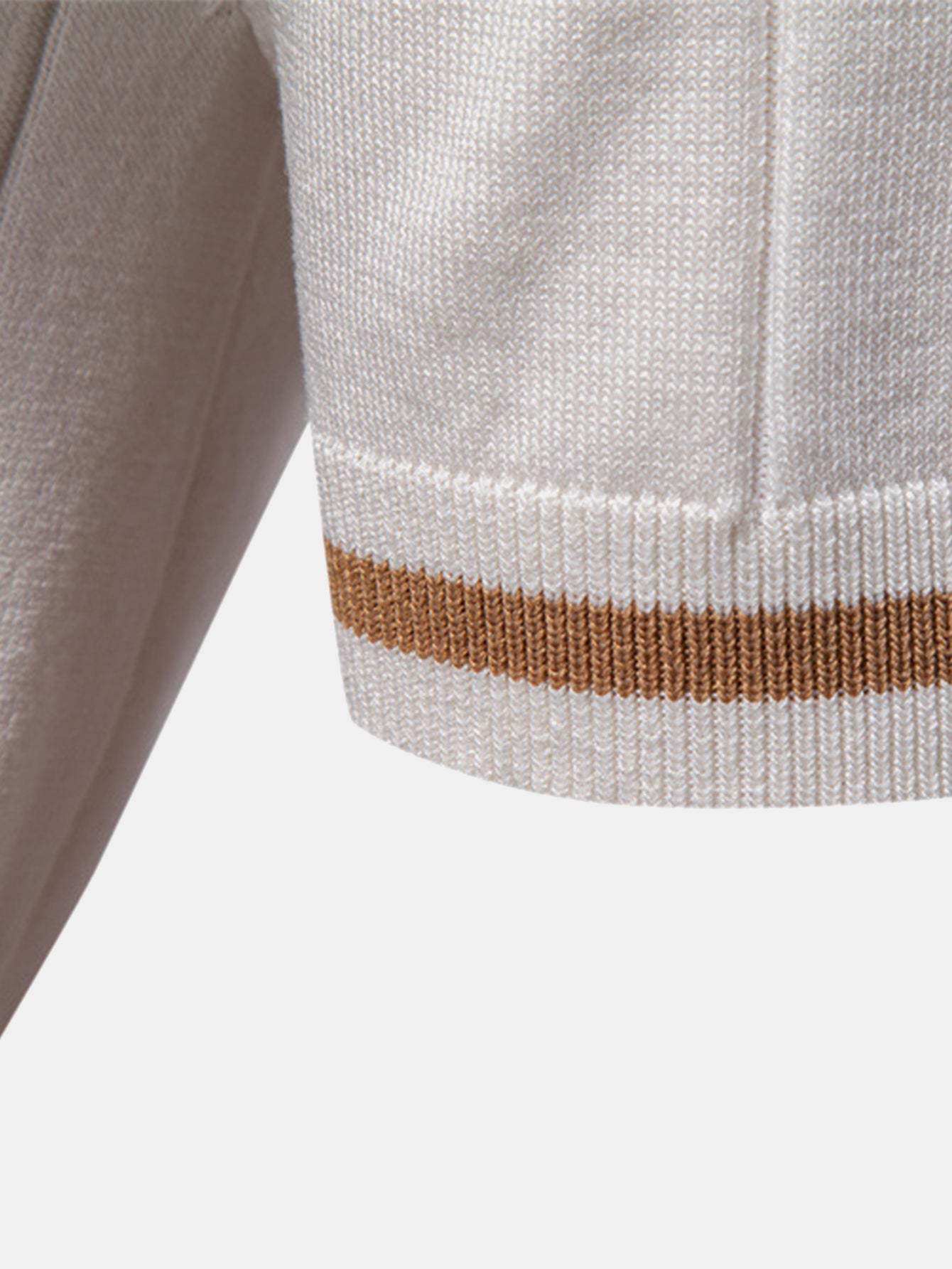 Zipper Knit Polo Shirt with Contrast Trim