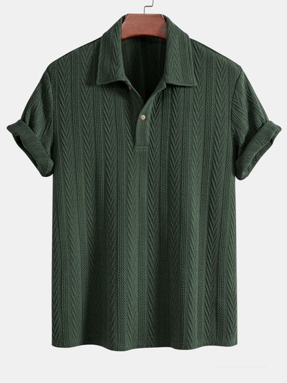 Geometric Jacquard Knit Polo