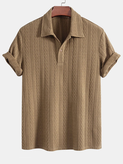 Geometric Jacquard Knit Polo
