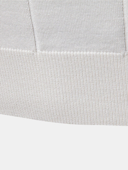 Zipper Knit Polo Shirt with Contrast Trim