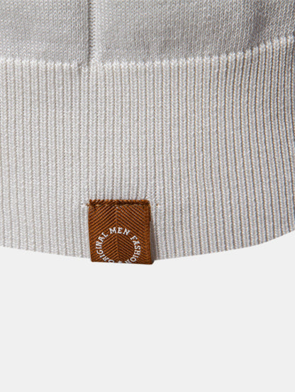 Zipper Knit Polo Shirt with Contrast Trim