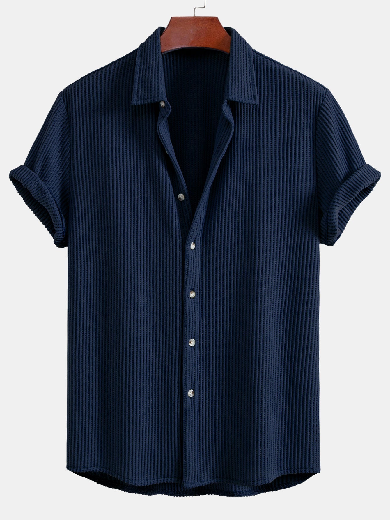 Button-Up Waffle Knit Shirt