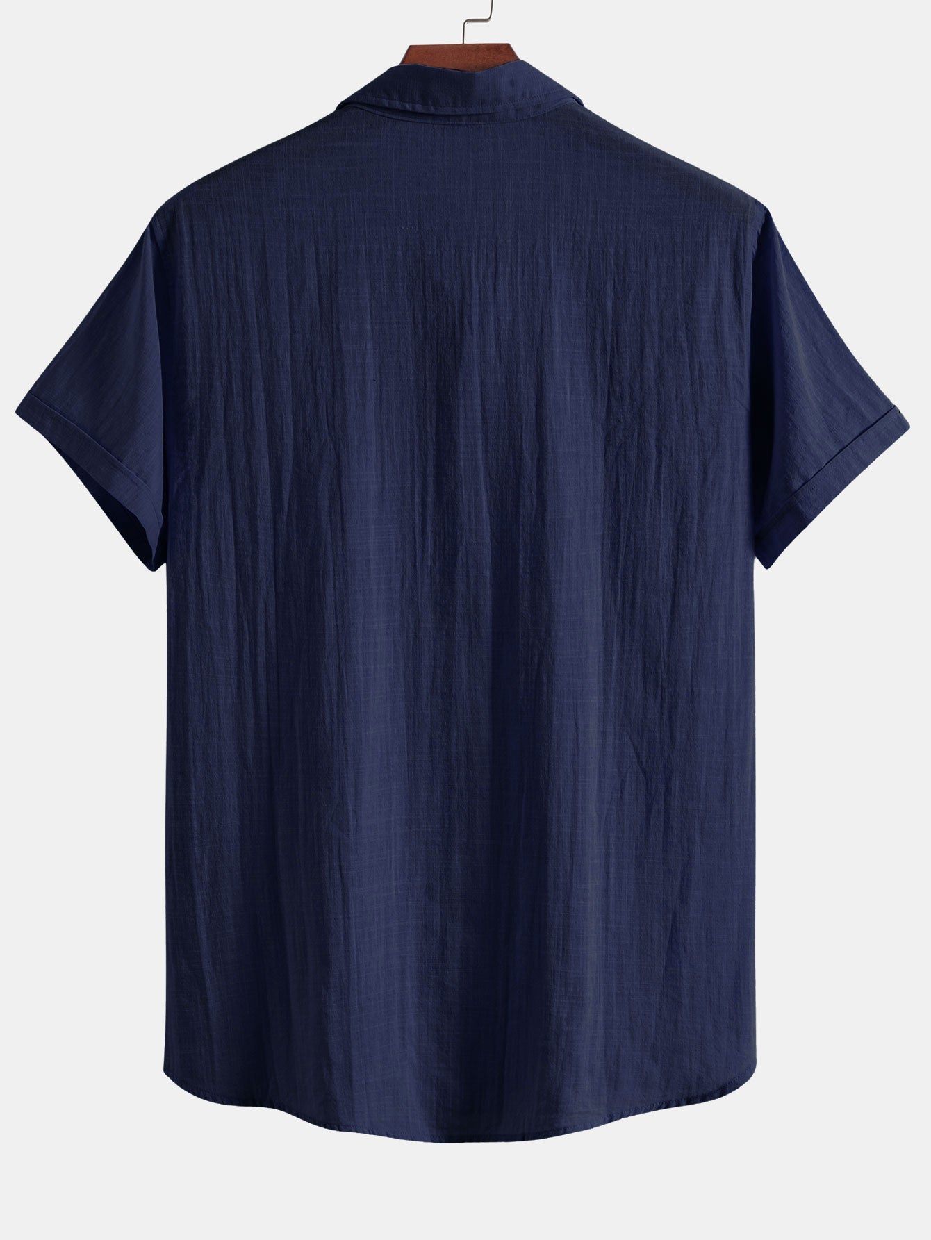 Short Sleeve Polo Shirt with Linen Look and Collar