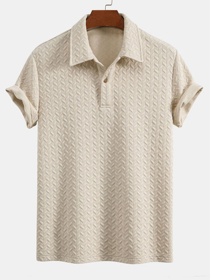 Short Sleeve Jacquard Texture Polo Shirt