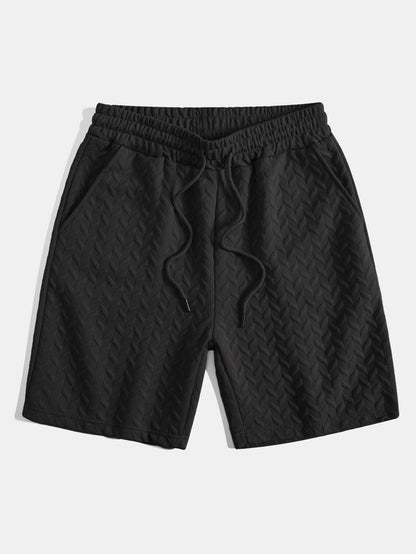 Geometric Jacquard Polo Shirt and Shorts Set