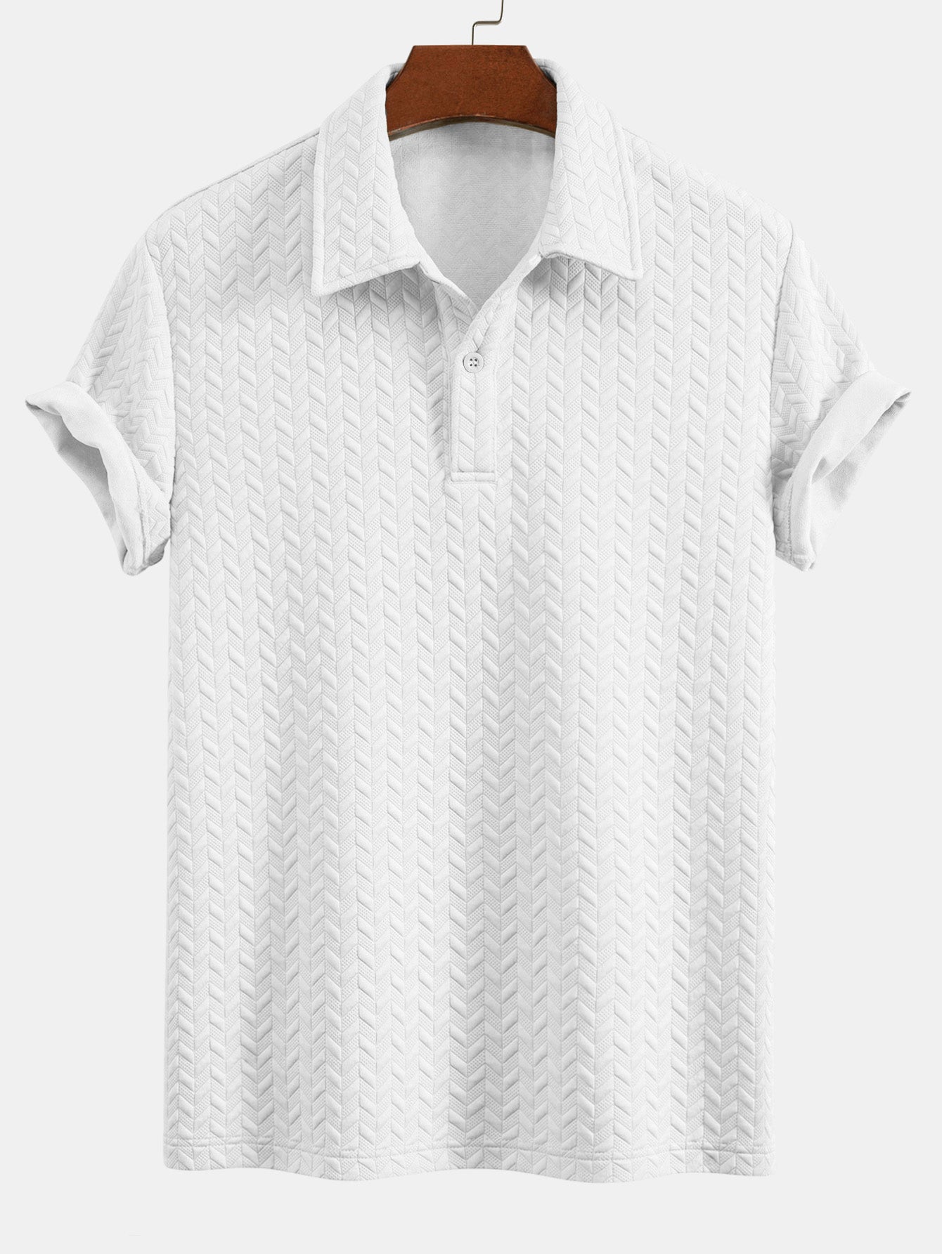 Geometric Jacquard Polo Shirt and Shorts Set