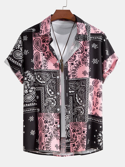 Button-Up Shirt with Paisley Print