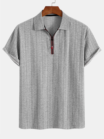 Textured Zip-Up Polo