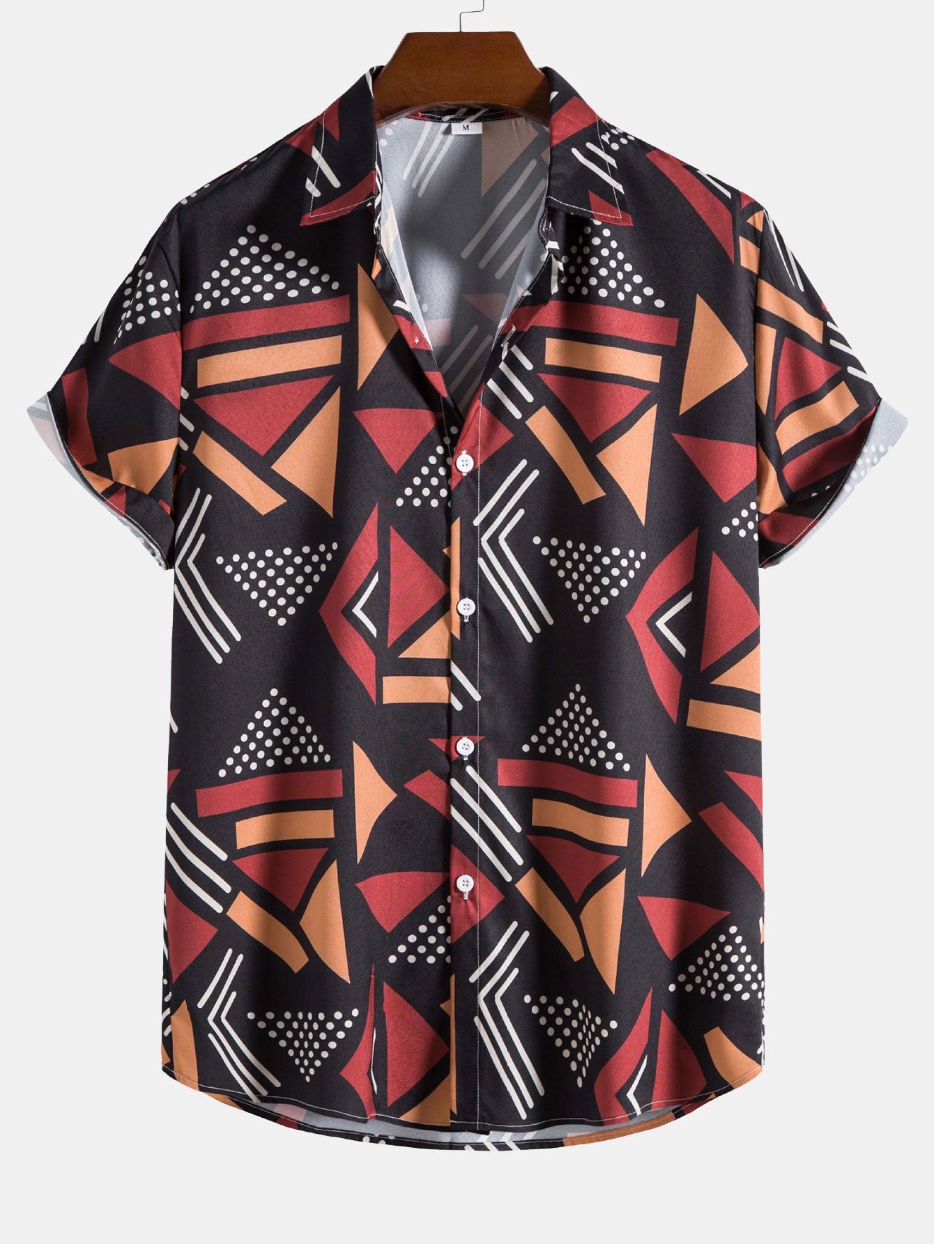 Geometric Pattern Shirt and Swim Shorts Set