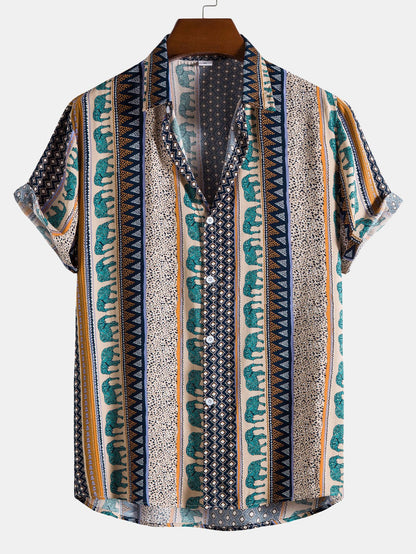 Geometric Elephant Print Shirt