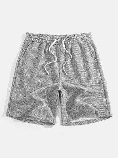 Striped Jacquard Sleeveless Hoodie and Shorts Set