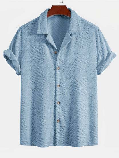 Cuban Shirt and Shorts Set with Animal Texture Terry