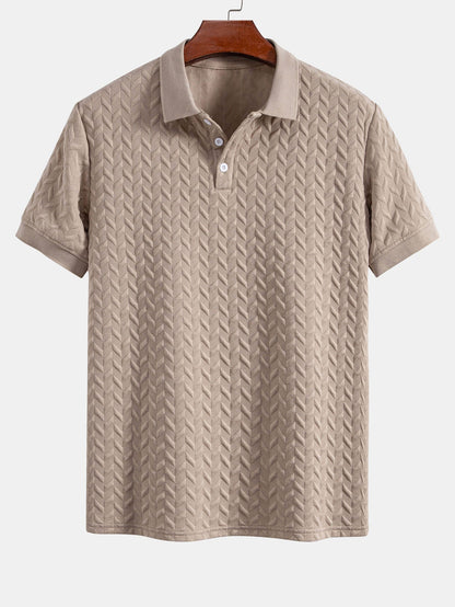 Geometric Pattern Jacquard Polo Shirt