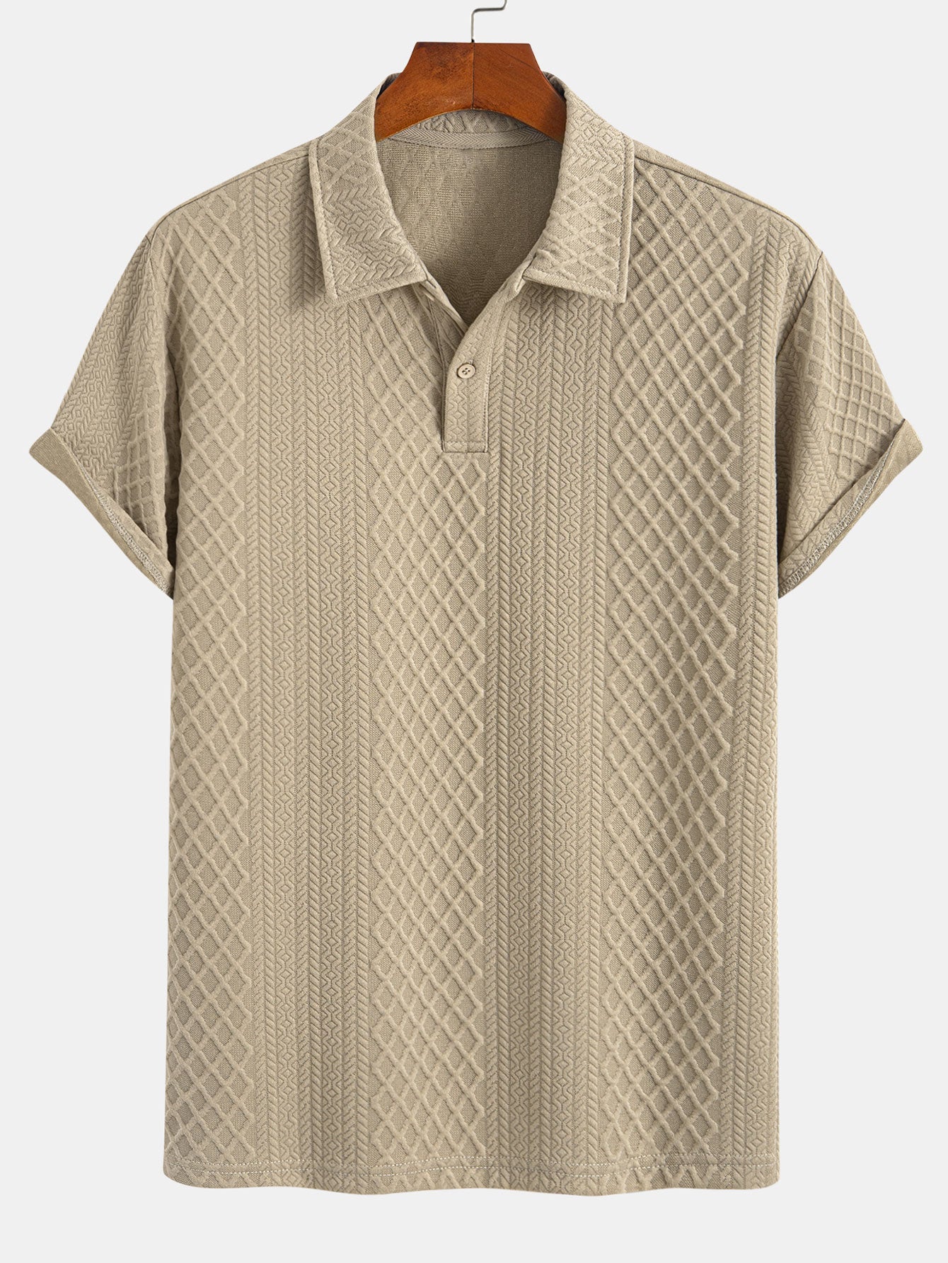 Geometric Diamond Pattern Polo and Shorts Set
