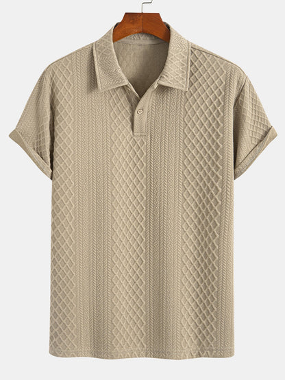 Geometric Diamond Pattern Polo and Shorts Set