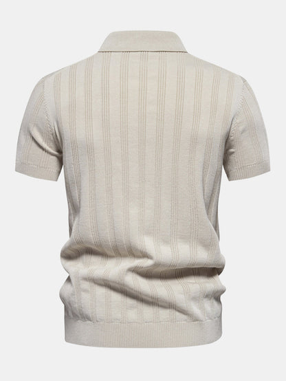 Striped Knit Polo Tee