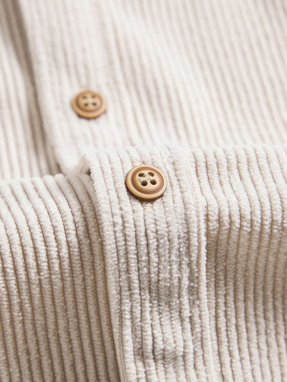 Short Sleeve Corduroy Button-Up Shirt