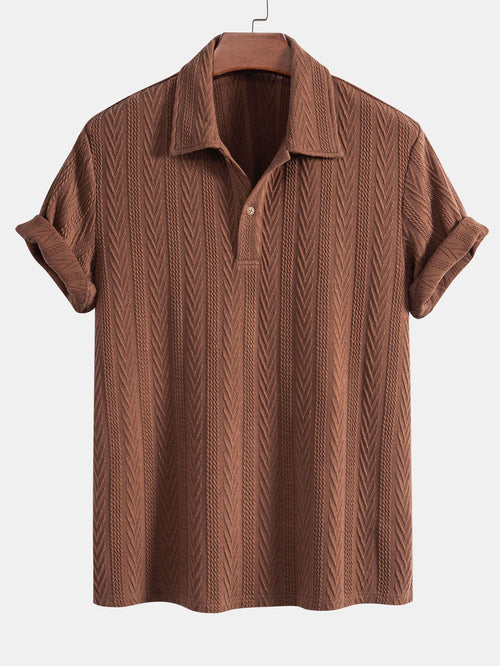 Geometric Jacquard Knit Polo