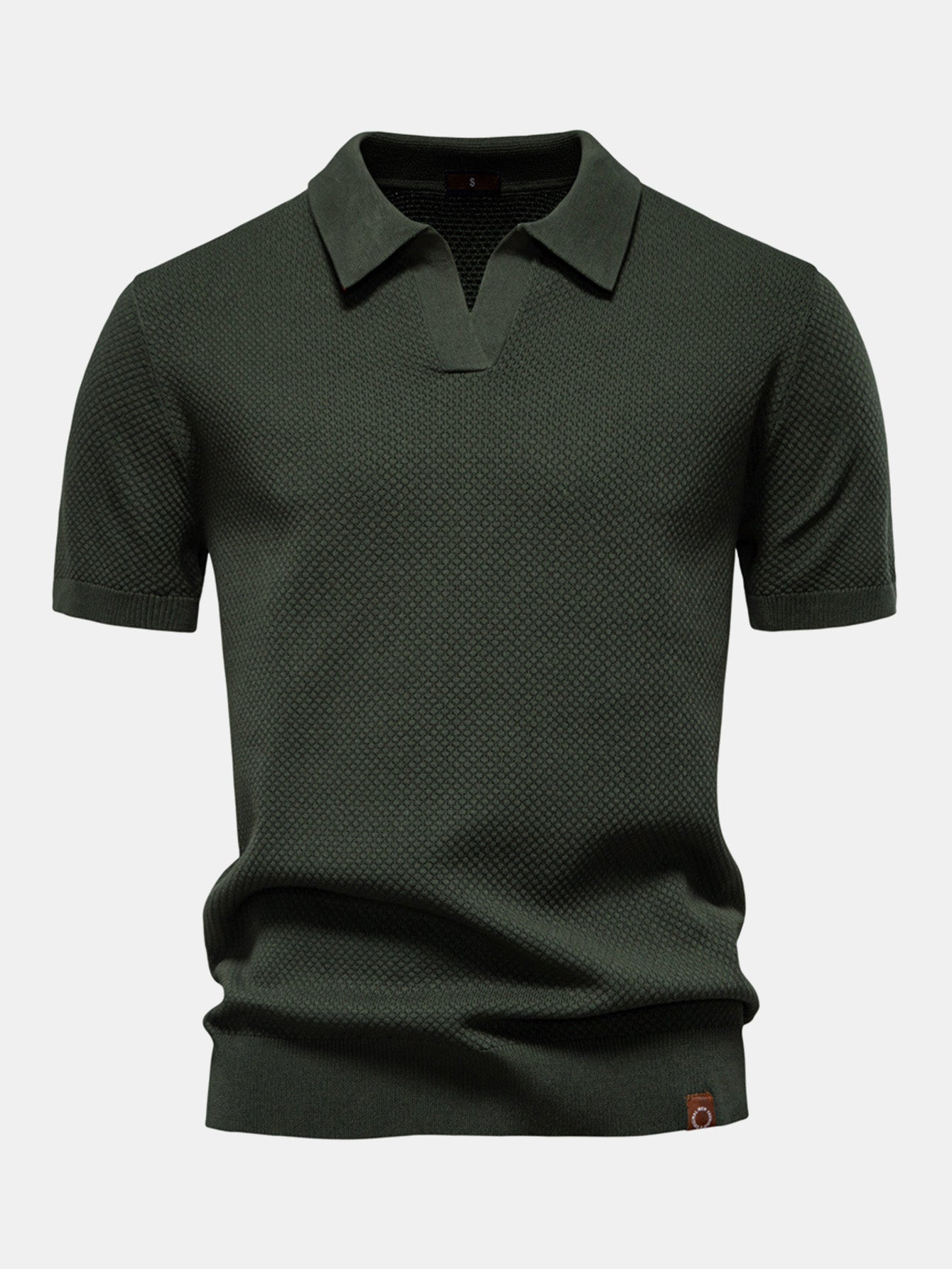 Pineapple Patterned Knit V-Neck Polo