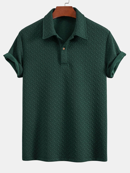 Short Sleeve Jacquard Texture Polo Shirt