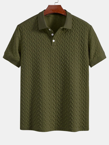Geometric Pattern Jacquard Polo Shirt