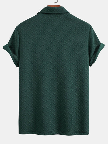 Short Sleeve Jacquard Texture Polo Shirt