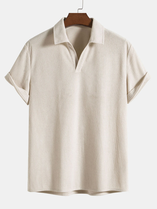 Short-Sleeved Corduroy Polo Tee