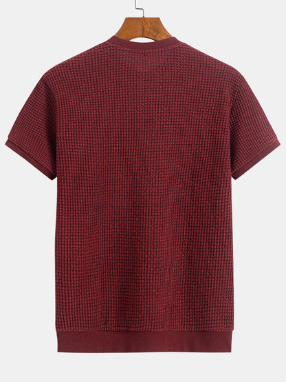 Short Sleeve Waffle Knit T-Shirt with Ribbed Hem