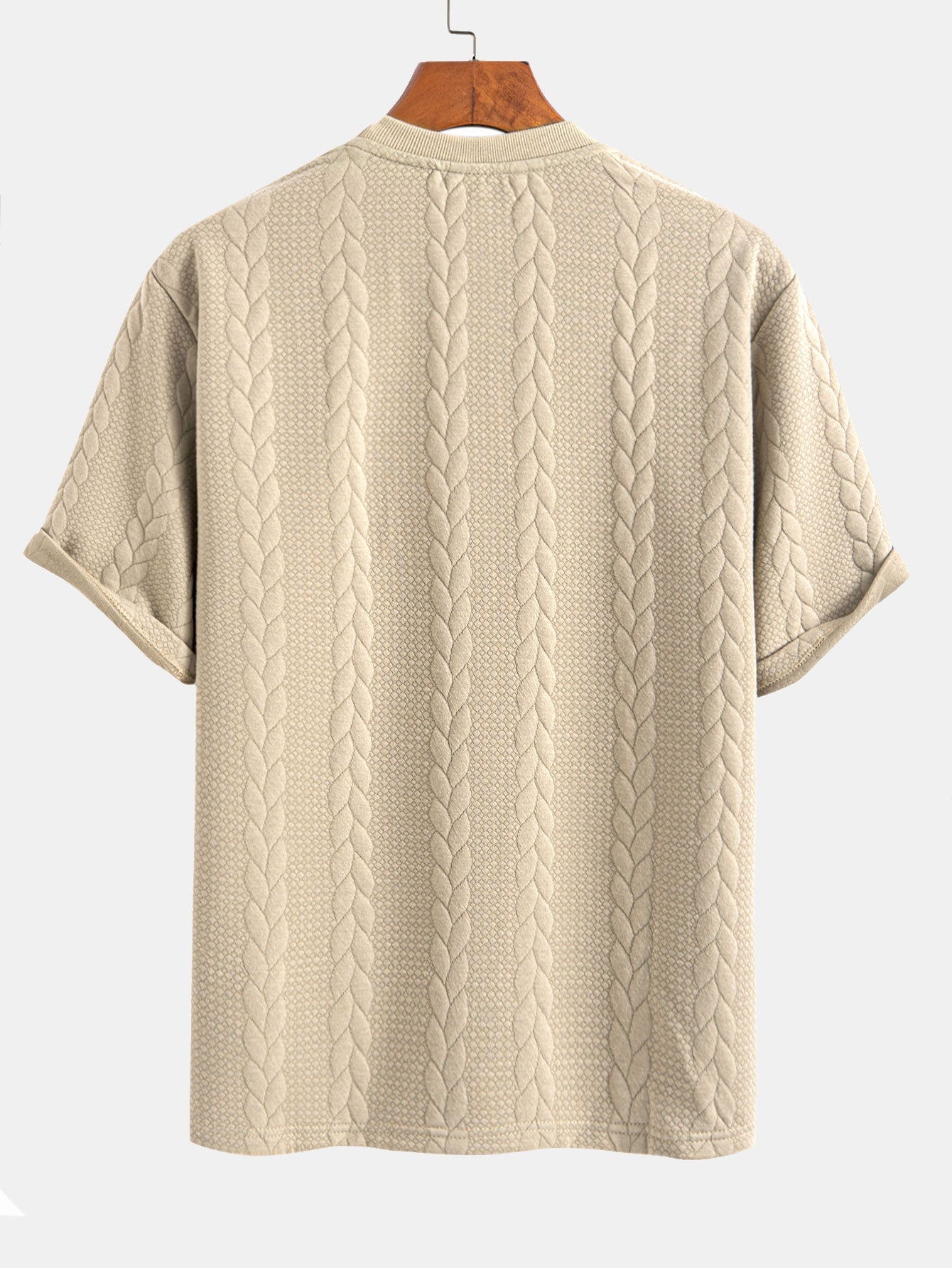 Relaxed Fit Mid-Length Sleeve Twisted Jacquard Tee & Shorts Set