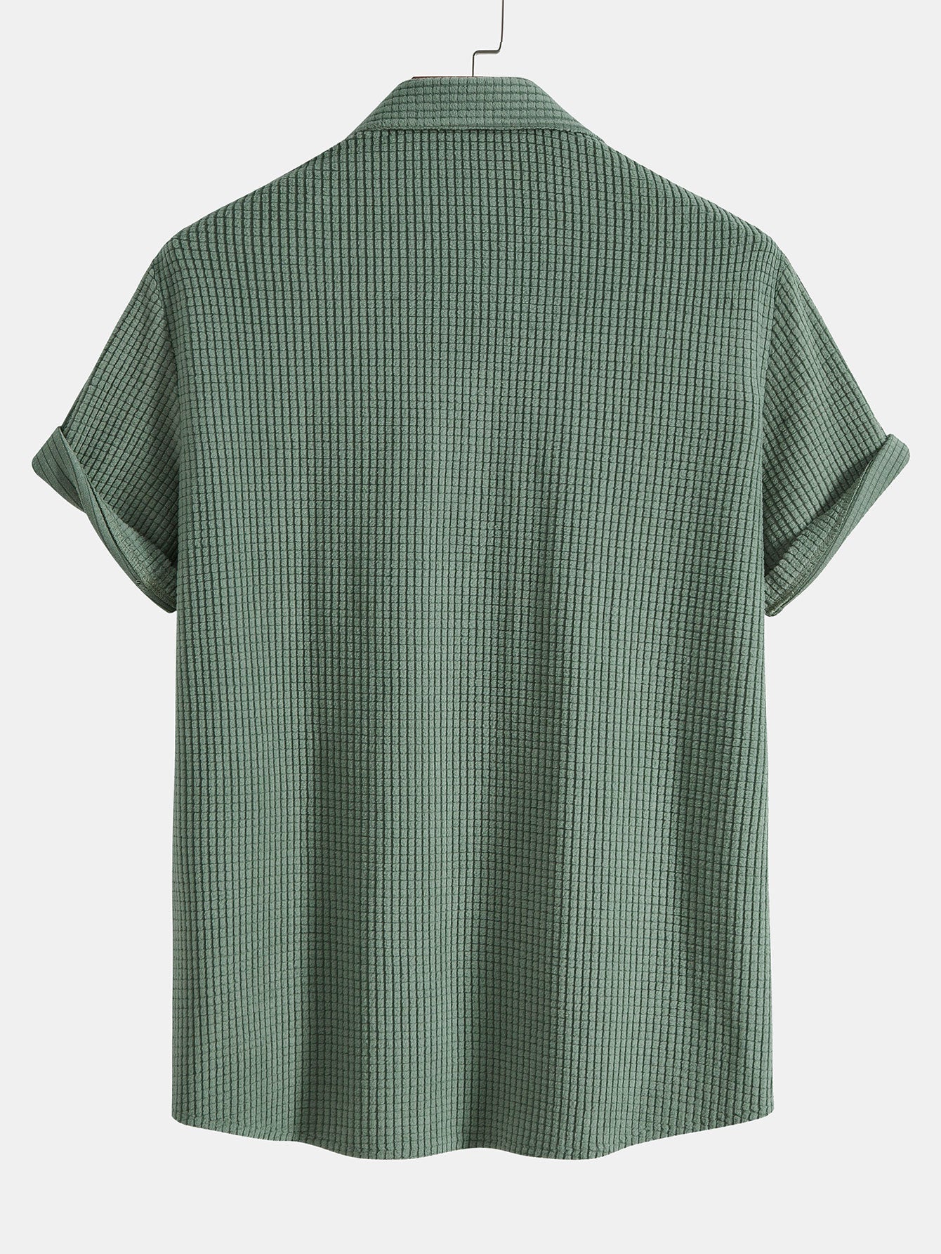 Waffle Knit Button-Up Shirt and Shorts Set