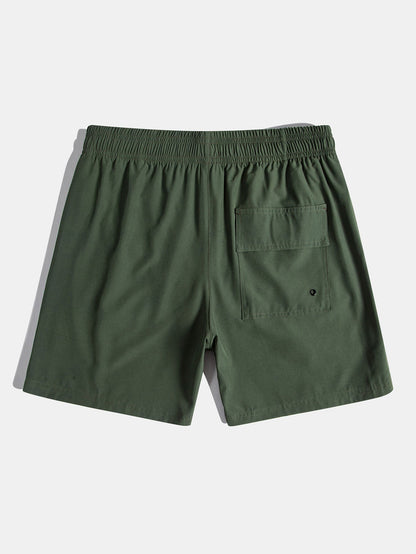 Button-Up Shirt & Swim Shorts Set with Palm Tree Color Block Design