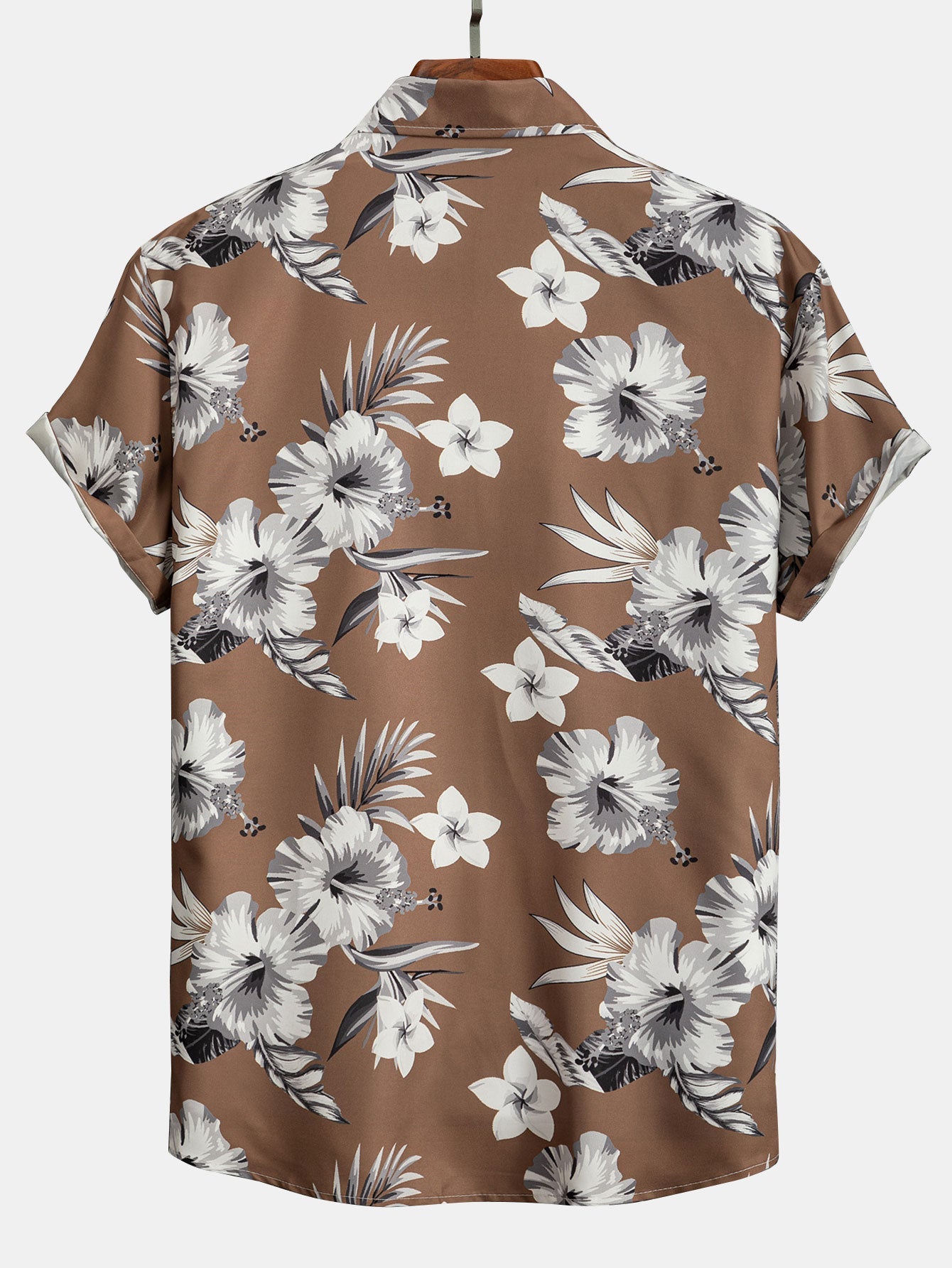Button-Up Shirt with Tropical Floral Design