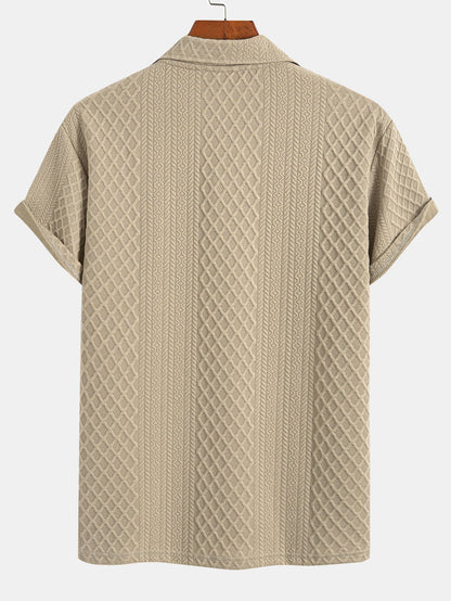 Geometric Diamond Pattern Polo and Shorts Set