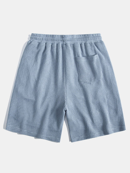 Waffle Texture Cuban Shirt and Shorts Set