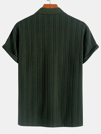 Textured Zip-Up Polo