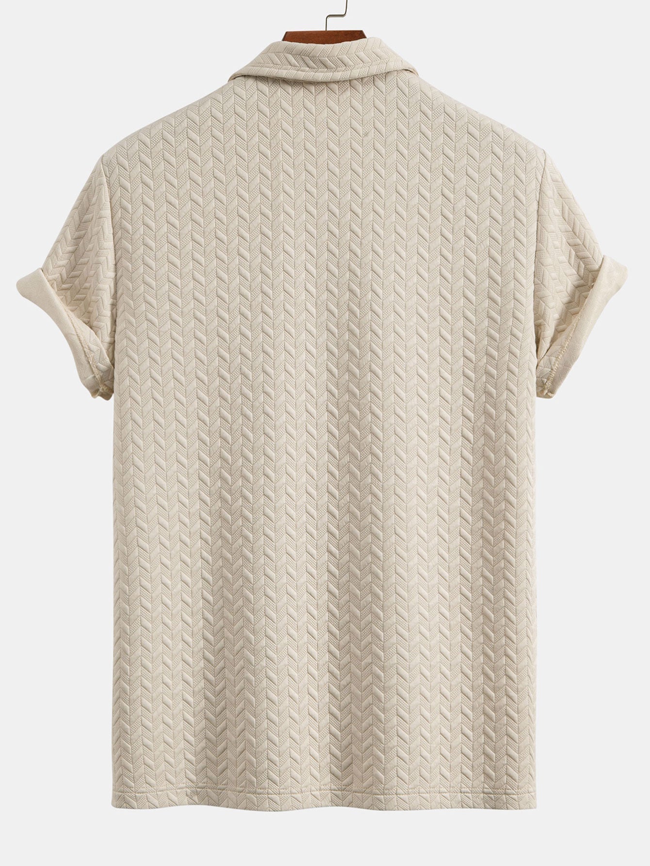 Short Sleeve Jacquard Texture Polo Shirt