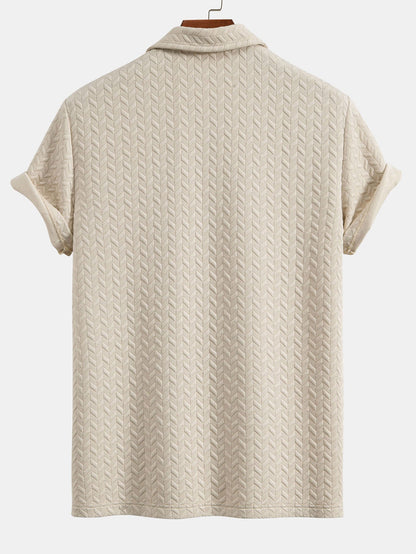 Short Sleeve Jacquard Texture Polo Shirt