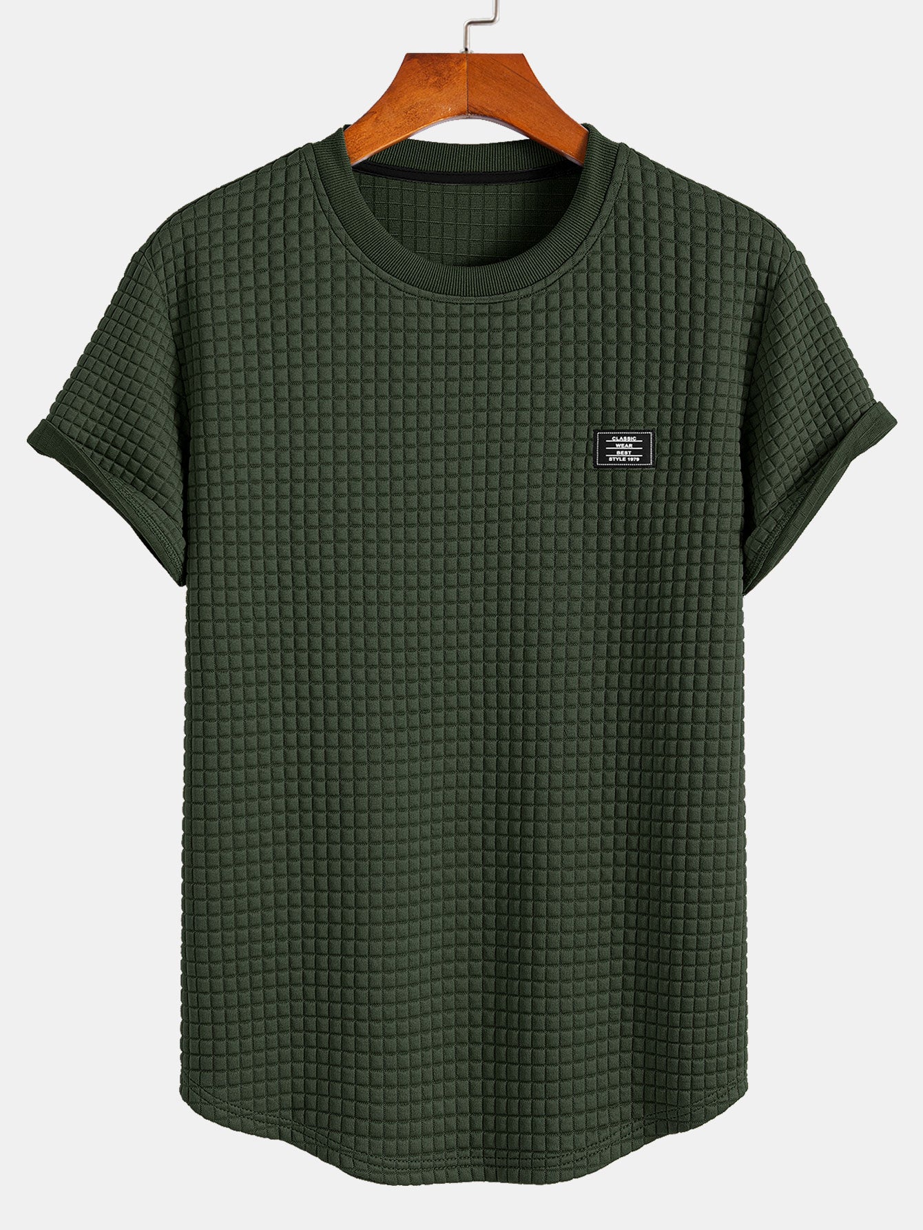 Short Sleeve Waffle Knit Arc Hem Tee with Matching Shorts