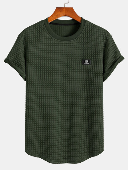 Short Sleeve Waffle Knit Arc Hem Tee with Matching Shorts