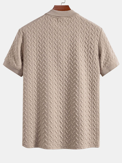 Geometric Pattern Jacquard Polo Shirt