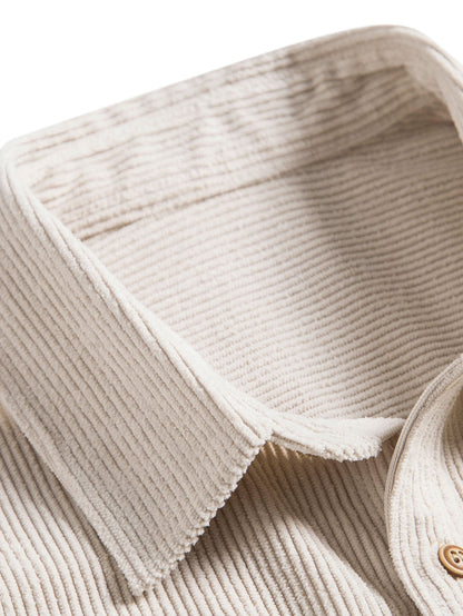 Short Sleeve Corduroy Button-Up Shirt