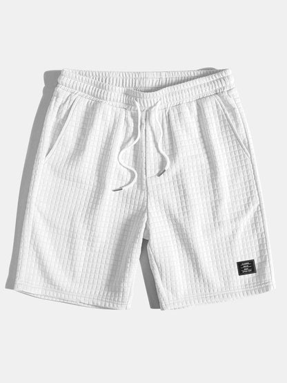 Waffle Knit Short Sleeve T-Shirt with Arc Hem & Matching Shorts