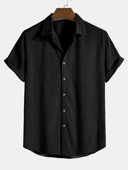 Short Sleeve Corduroy Button-Up Shirt