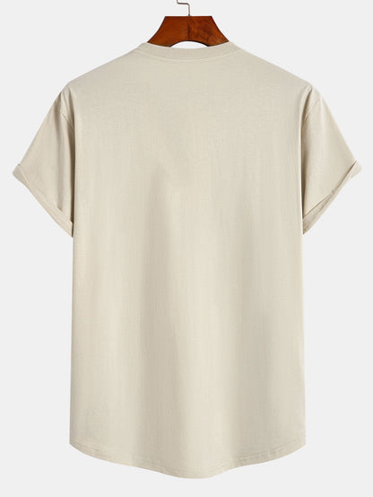 Arc Hem T-Shirt with Tokyo Ukiyo-e Print in Cotton