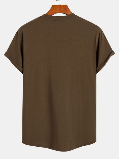 Arc Hem T-Shirt with Tokyo Ukiyo-e Print in Cotton