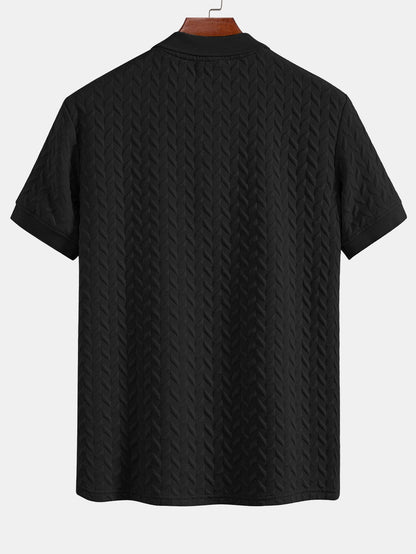 Geometric Pattern Jacquard Polo Shirt