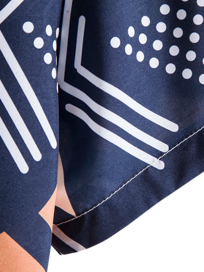 Geometric Pattern Shirt and Swim Shorts Set