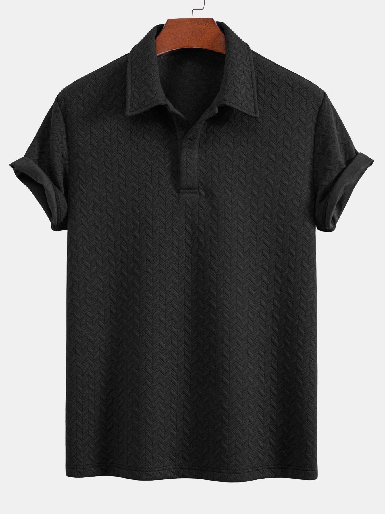 Geometric Jacquard Polo Shirt and Shorts Set