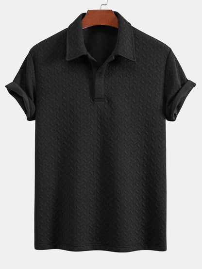 Geometric Jacquard Polo Shirt and Shorts Set