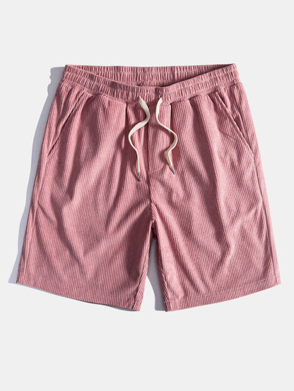 Corduroy Cuban Shirt and Shorts Set with Short Sleeves